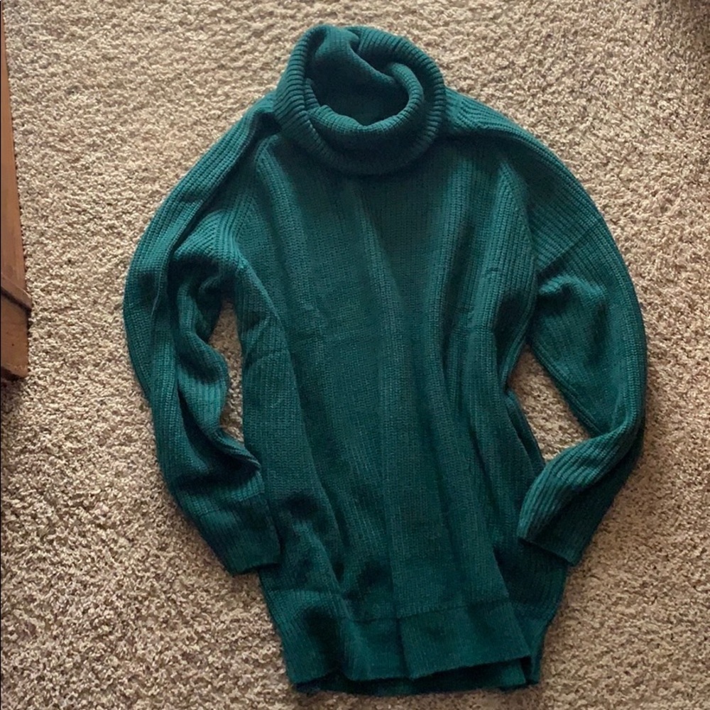 Hunter green oversized sweater dress